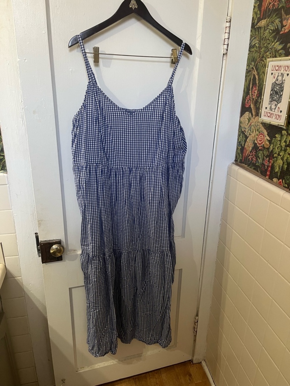 Old Navy Blue and White Gingham Maxi Dress